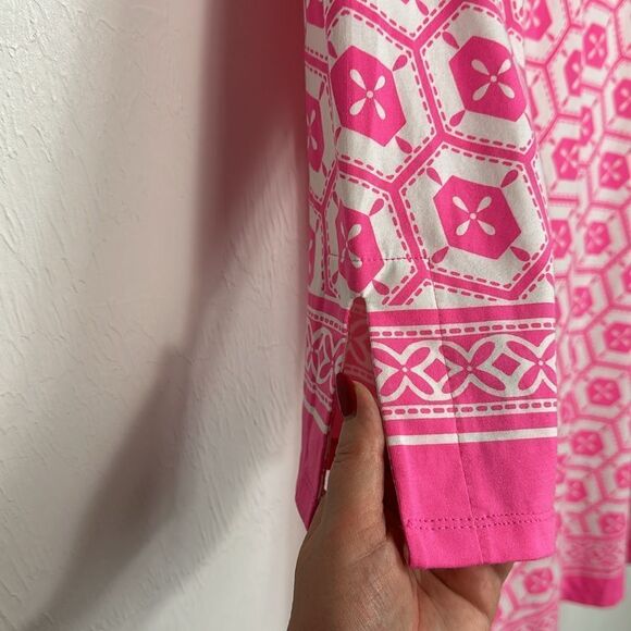 Amelia Quin Cotton Blend Geometric Pattern 3/4 Sleeve Mini Dress Size XL - Picture 3 of 11